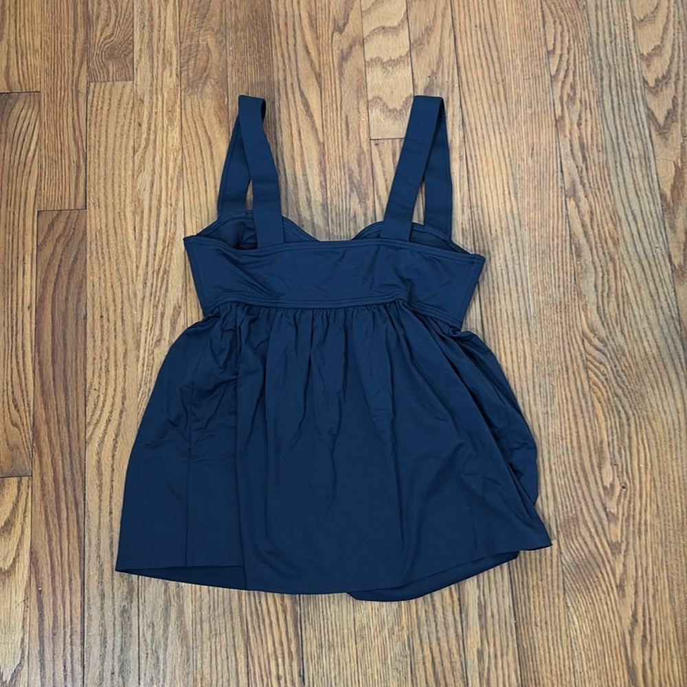 Michael Kors Solids Underwire Baby Doll Tankini Bikini Top Navy medium NWT - Picture 3 of 7